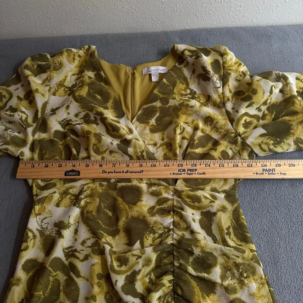 Chelsea 28 Forget Me Not Gathered Waist Midi Dress Womens S Green V‎ Neck